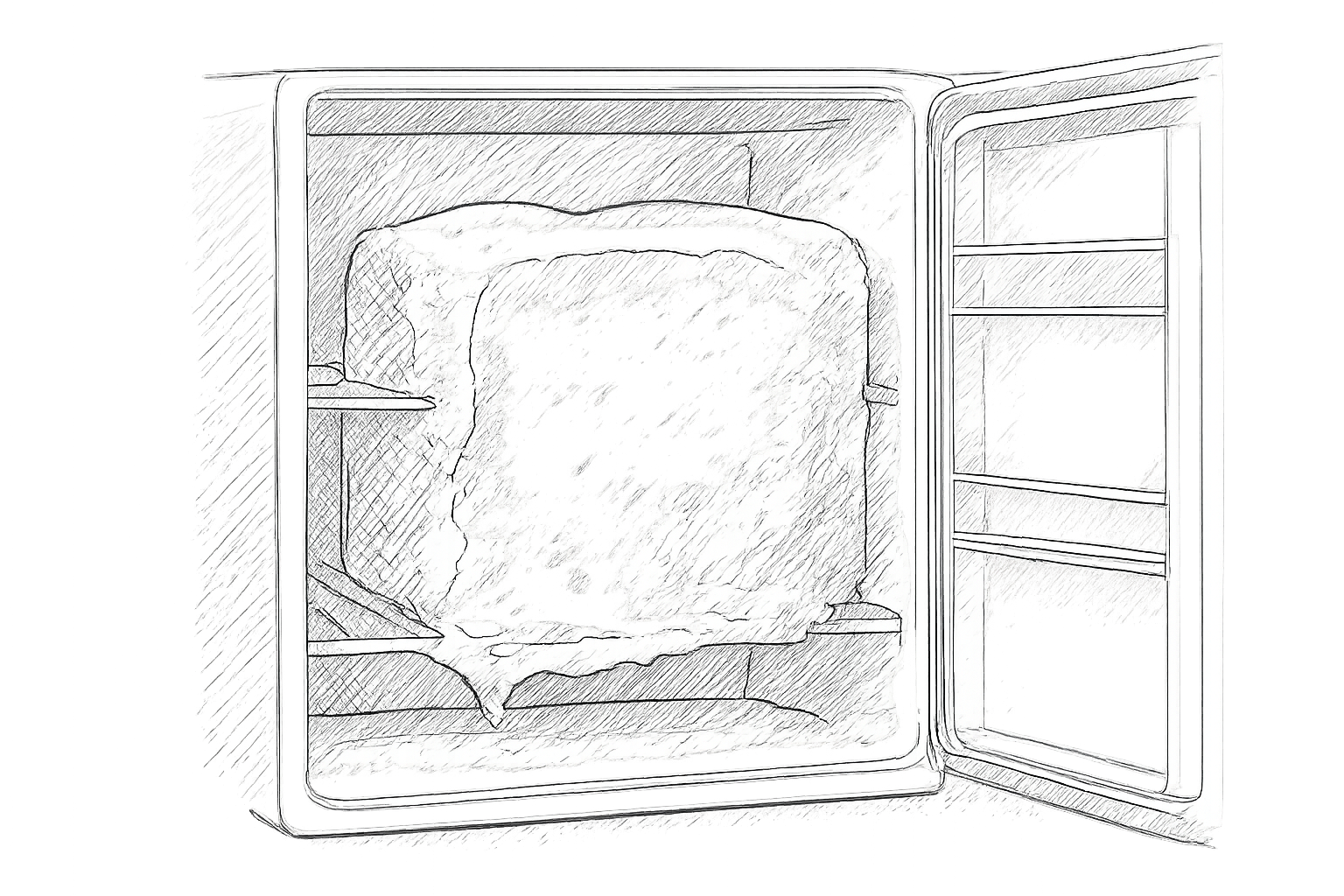 bloc de glace dans frigo