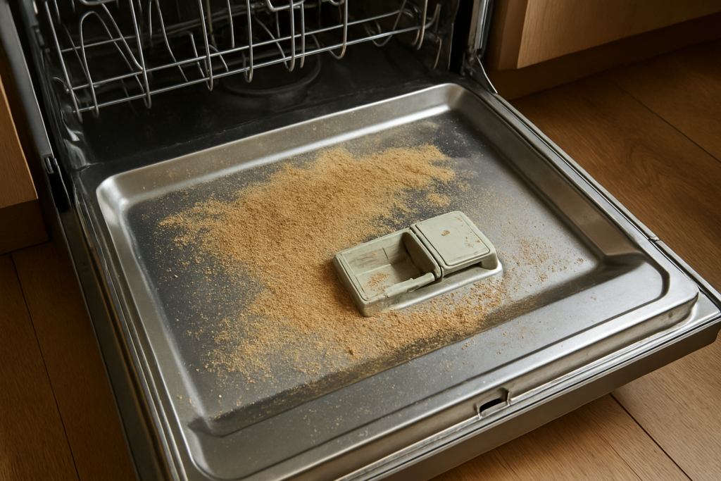 Mon lave-vaisselle laisse des traces de sable : causes et solutions pour y remédier